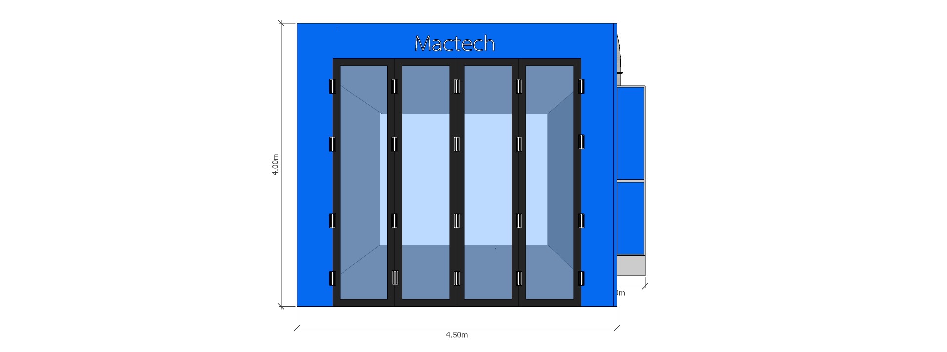 ห้องพ่นสีรถยนต์ ระบบอินฟาเรดขนาด4.5m Mactech