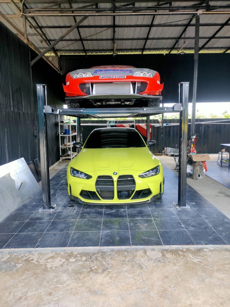 ลิฟท์จอดรถ4เสารุ่นปลดล็อคไฟฟ้าMactech