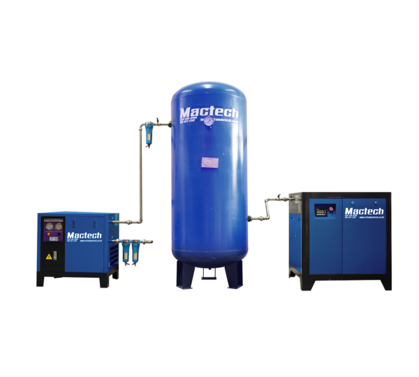 ปั๊มลมสกรู 10 HP พร้อมแอร์ดรายเออร์ครบชุด