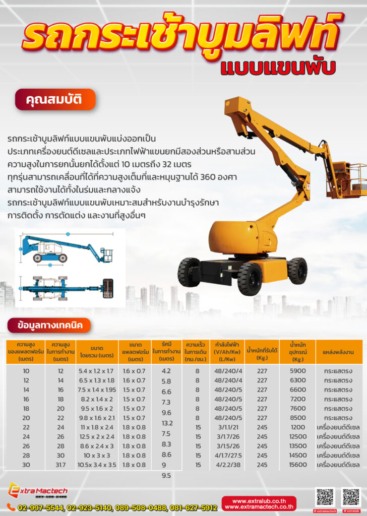 รถกระเช้าบูมลิฟท์แขนพับแบบไฟฟ้า Mactech