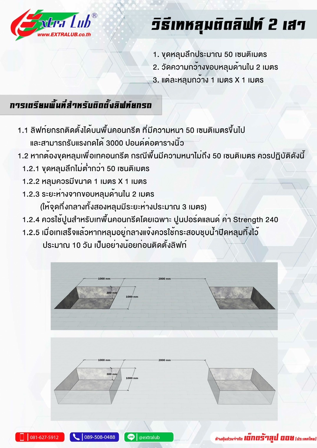 วิธีเตรียมพื้นติดตั้งลิฟท์ยกรถ