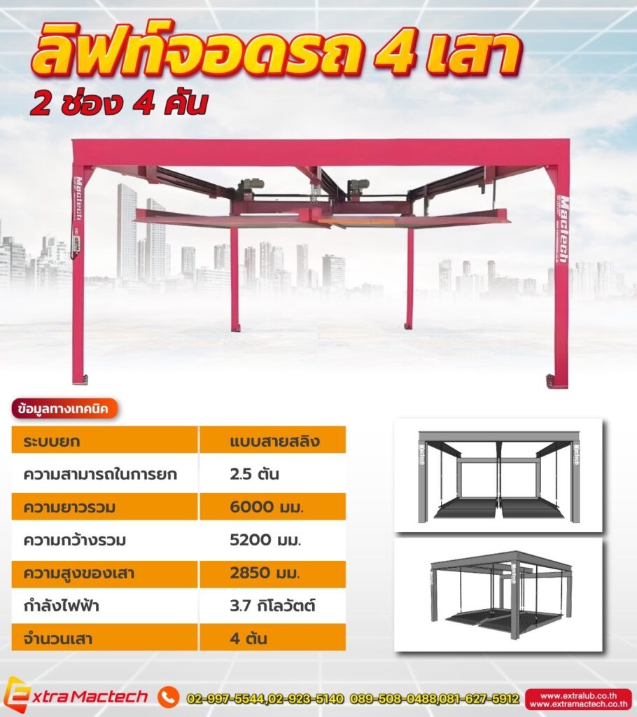 ลิฟท์จอดรถแบบสลิง4คัน