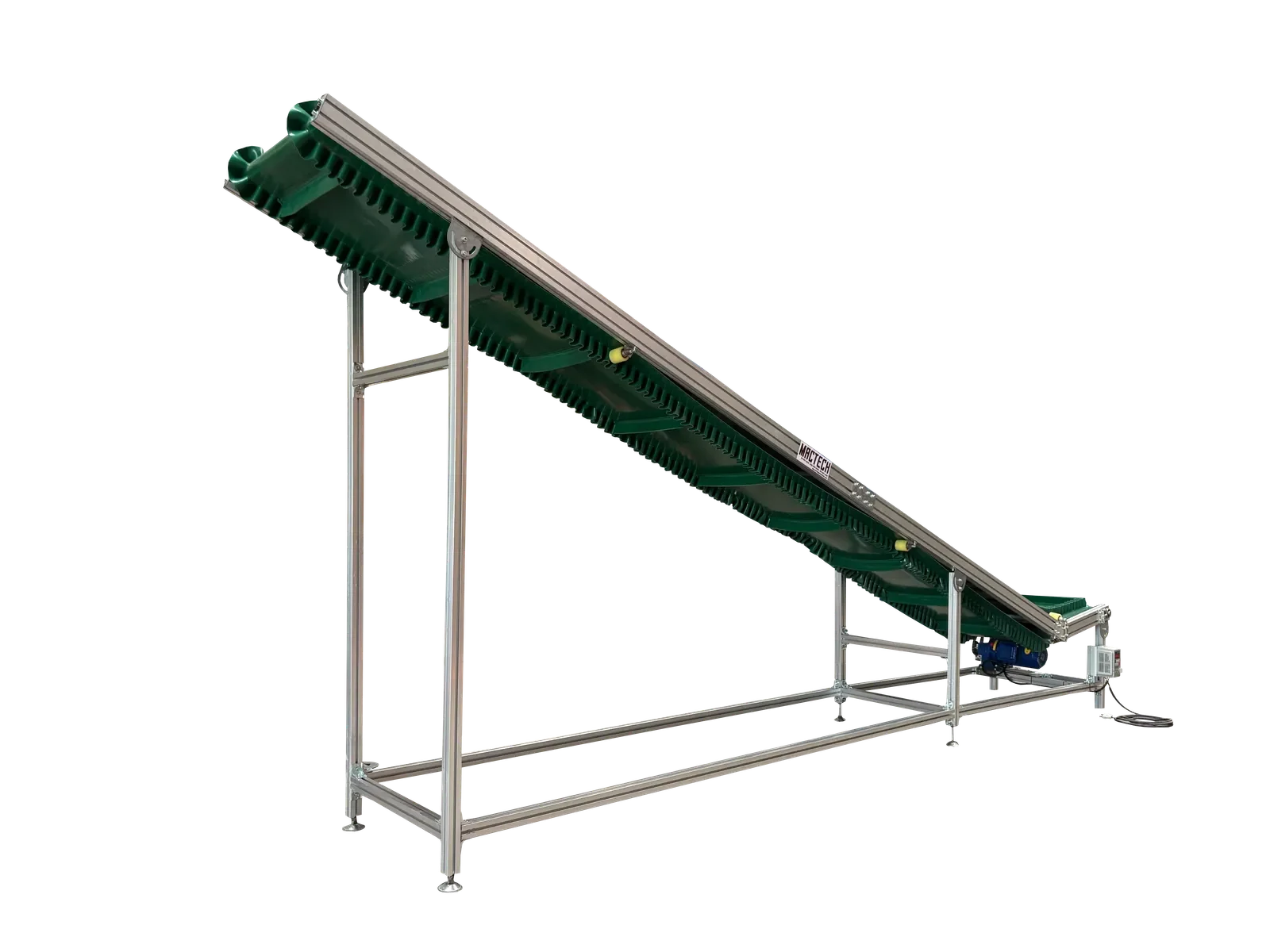 สายพานลำเลียงแนวลาดเอียง แบบบั้ง PVC Extra Mactech