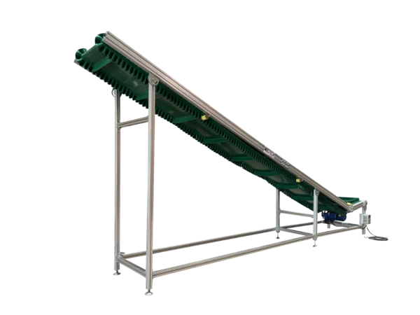 สายพานลำเลียงแบบบั้ง Mactech3_0 สายพานลำเลียงแบบลาดเอียงติดบั้ง PVC