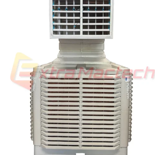 พัดลมไอเย็นอุตสาหกรรม 4.0KW Evap Fan Mactech มุมมองด้านหน้าพร้อมชุดปล่องลมติดตั้งครบชุด