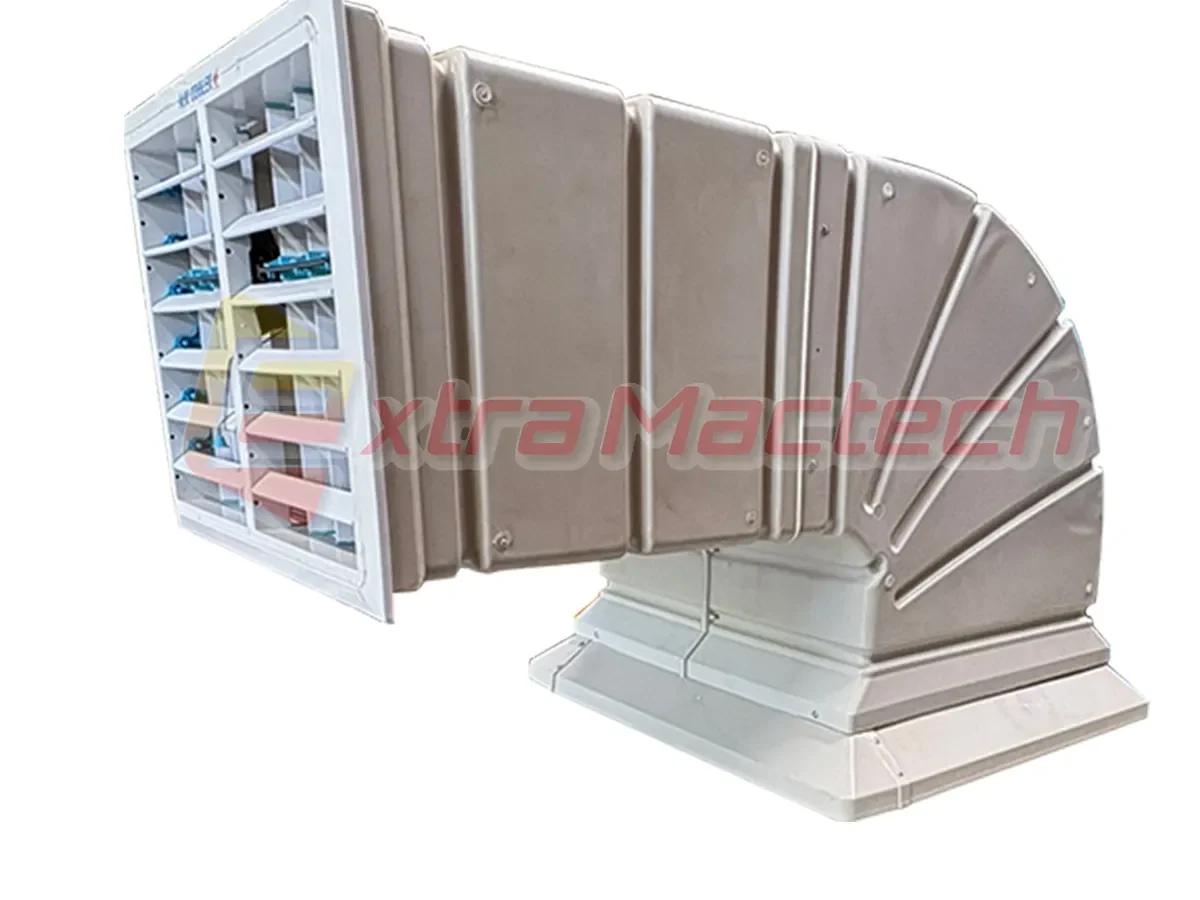 ปล่องลมและหัวจ่ายลมบานเกล็ดปรับทิศทางของเครื่องทำลมเย็น EVAP 3kW Mactech ระยะใกล้