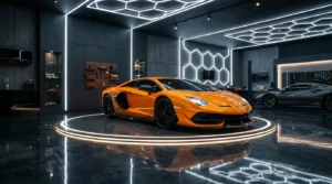 โรงรถบ้านที่ถูกเปลี่ยนเป็นโชว์รูม Supercar พร้อมแท่นหมุนรถ