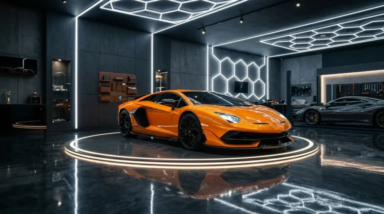 โรงรถบ้านที่ถูกเปลี่ยนเป็นโชว์รูม Supercar พร้อมแท่นหมุนรถ
