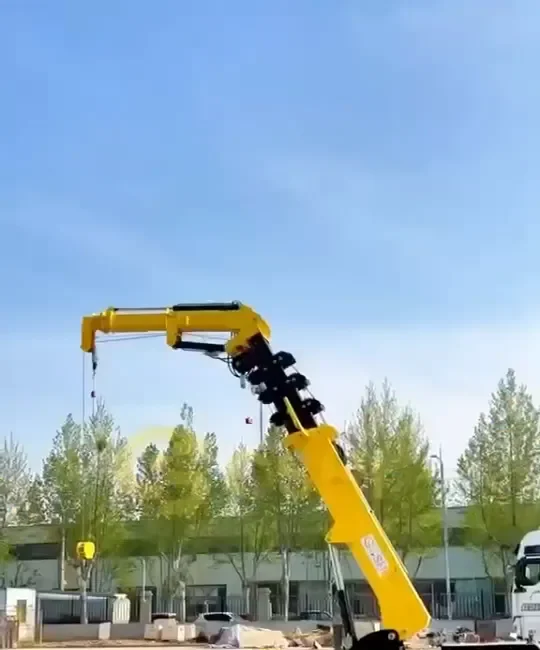 แขนไฮดรอลิก Flying Jib ต่อปลายบูมเครนแมงมุม เพิ่มระยะเอื้อมยกของเข้าช่องหน้าต่าง
